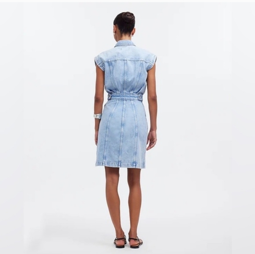 Madewell Denim Cap Sleeve Shirtdress in Aquino Wash Blue Jean NR022 Size 16 - Picture 3 of 13